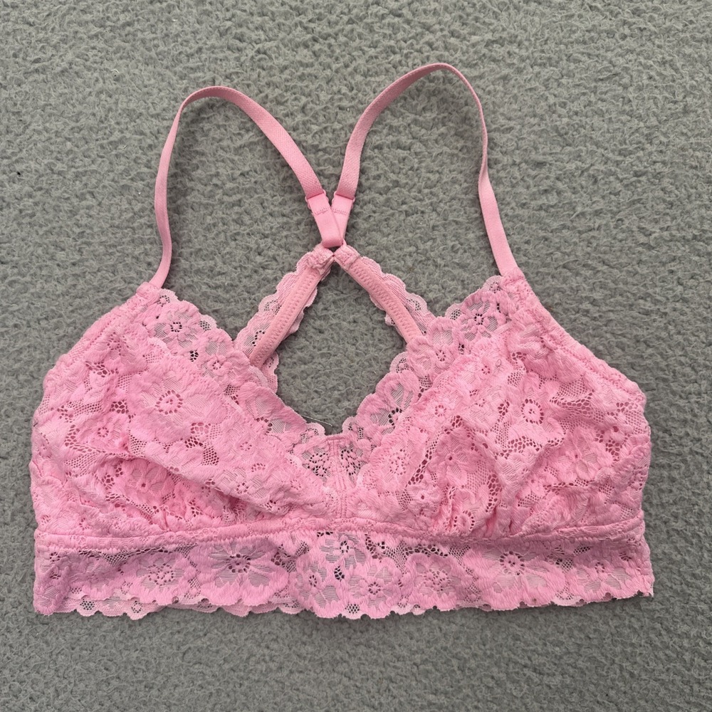 NWT Aerie Lace Bralette Pink Unlined Romantic Racerback Women's Large